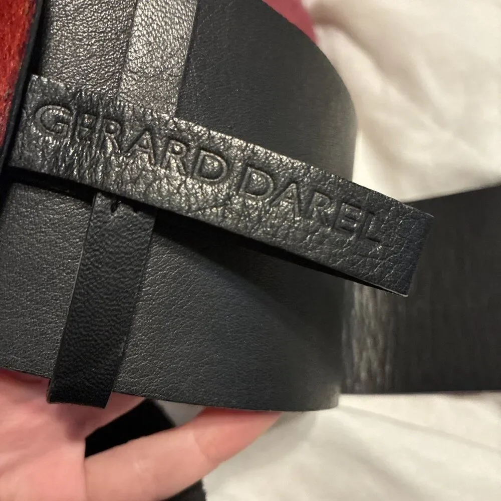 gerard darel RARE Wine Red Fur Leather Chunky Belt